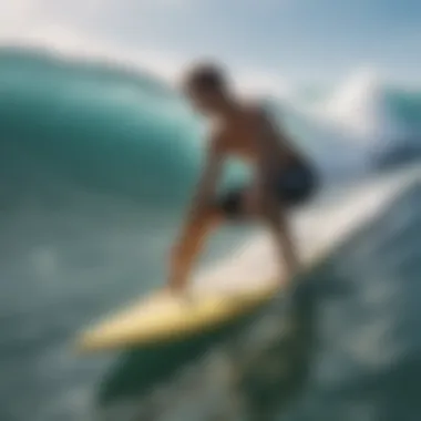 Surfer Embracing Eco-Friendly Practices A surfer using eco-friendly gear in action