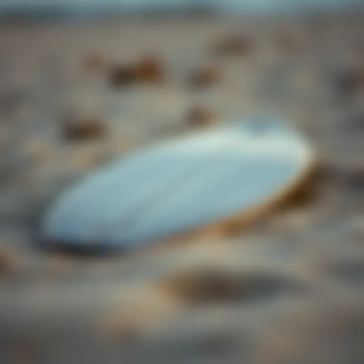 Unique Hand Board Design Close-up of a unique hand board design resting on sand