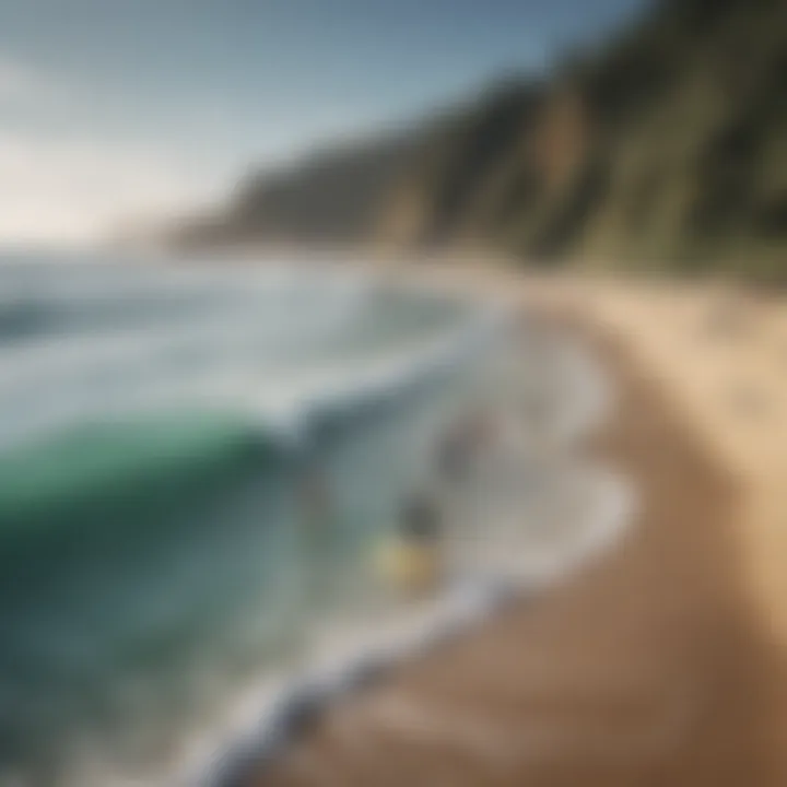 A group of surfers participating in a beach cleanup event