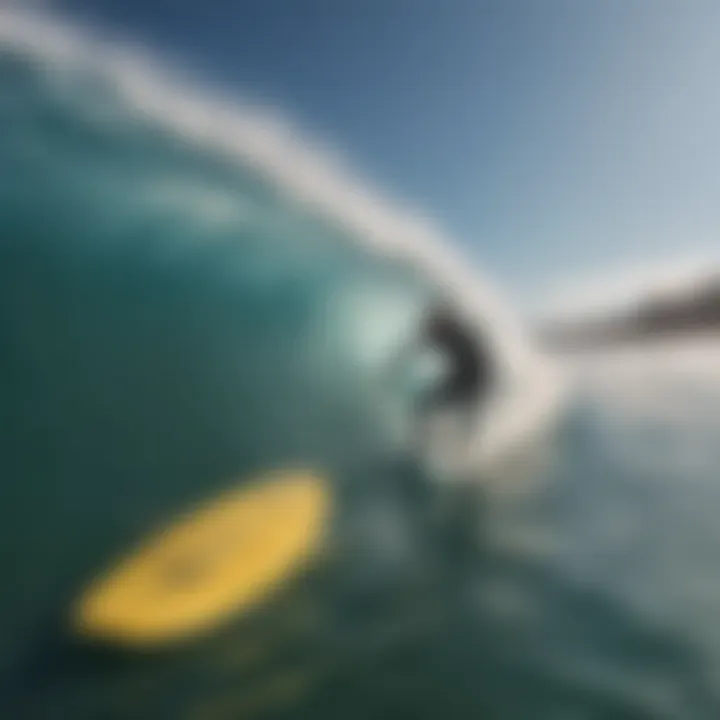 Close-up of surfers riding artificial waves