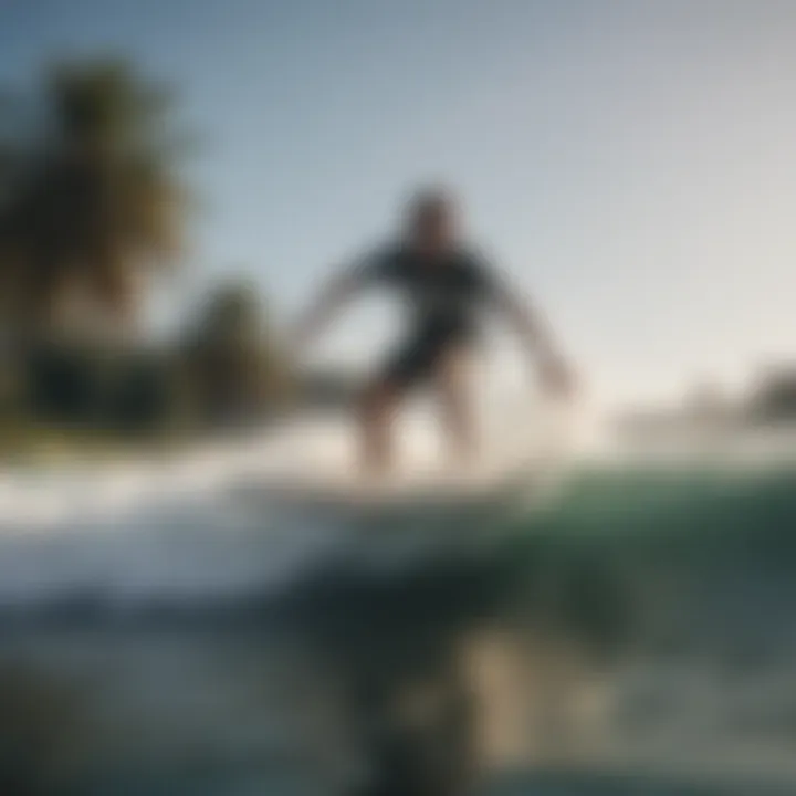 Austin Keen wakesurf board in action on the water, highlighting performance during a ride.