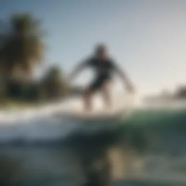 Performance of the Austin Keen Wakesurf Board in Action Austin Keen wakesurf board in action on the water, highlighting performance during a ride.