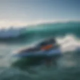 A futuristic auto surfboard gliding over vibrant ocean waves