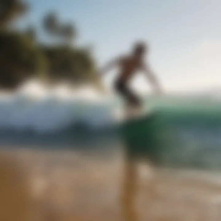 A scenic beach location ideal for skimboarding