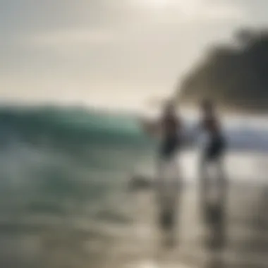 Surfers practicing etiquette on the waves