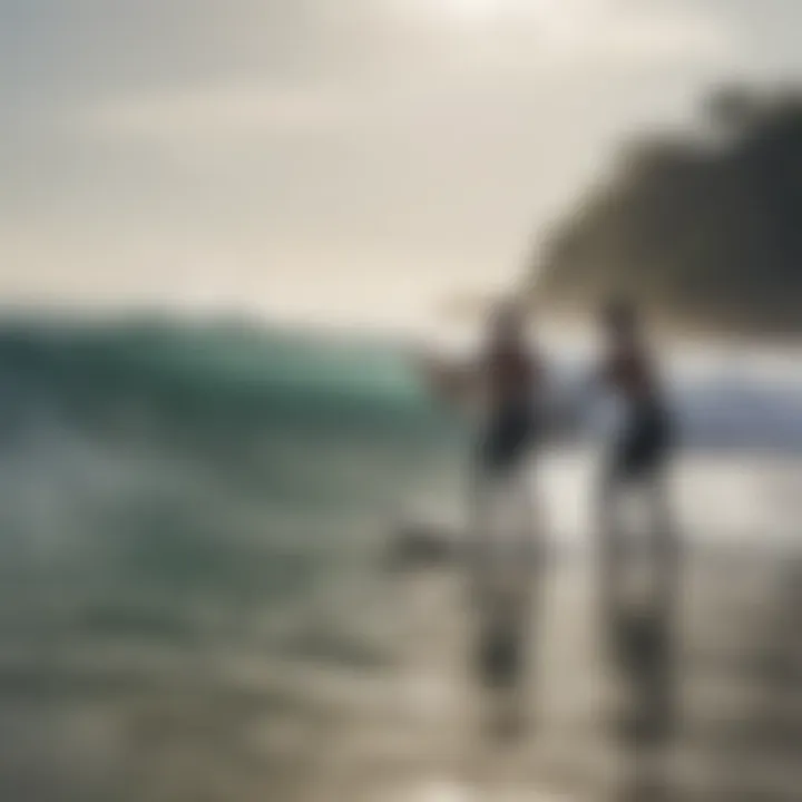 Surfers practicing etiquette on the waves