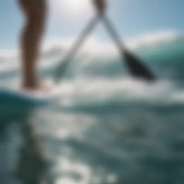 Detail of Inflatable Paddle Board Performance Close-up of a high-quality inflatable paddle board on the water