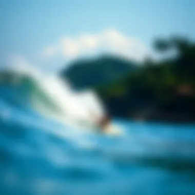 Surfer Riding the Waves in Bali Surfer riding a wave in the beautiful Bali coastline