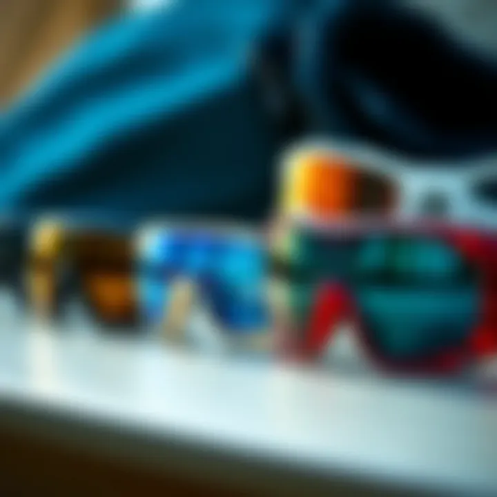 Various brands of surf glasses displayed together for comparison