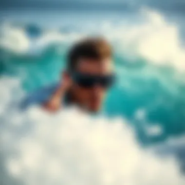 Surfer in Action with Surf Glasses A surfer wearing stylish surf glasses while riding a wave