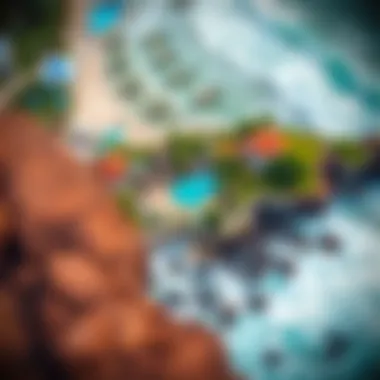 Stunning Aerial View of BSR Surf Resort Aerial view of BSR Surf Resort showcasing the surf area