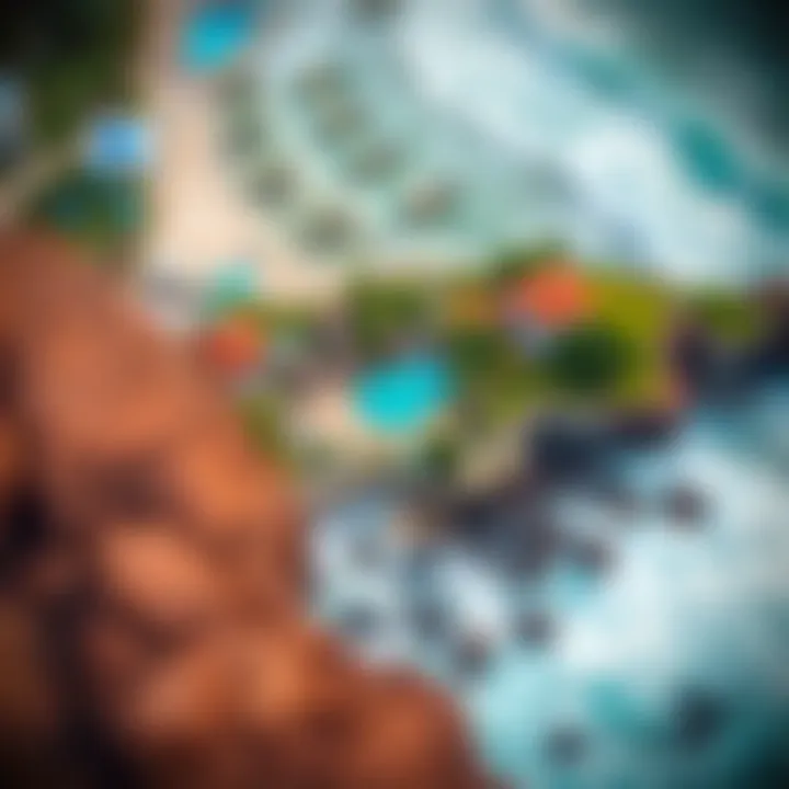 Stunning Aerial View of BSR Surf Resort Aerial view of BSR Surf Resort showcasing the surf area