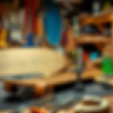 An organized workspace showcasing tools necessary for skateboard assembly