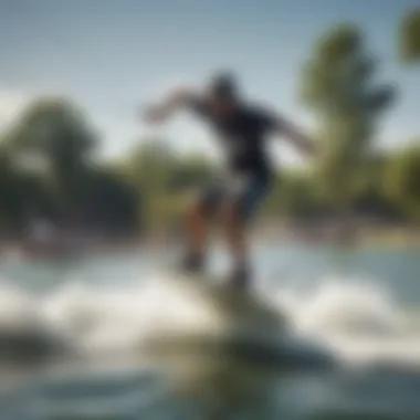 Experience the Rush of Wakeboarding at Cable Park A thrilling moment of wakeboarding at Cable Park in Waco, TX