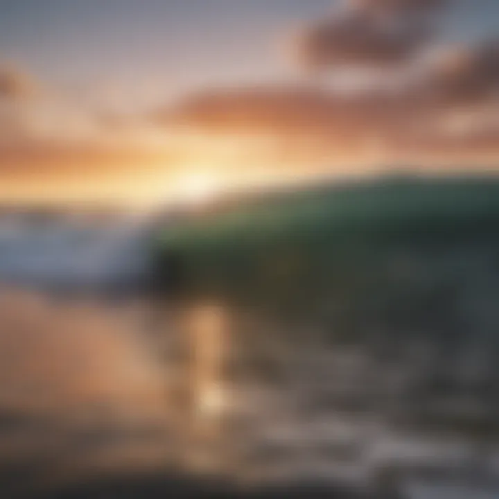 A stunning view of California waves perfect for surfing at sunset