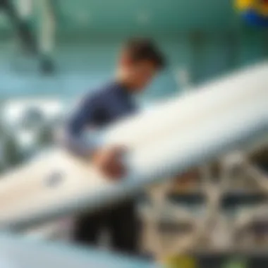 Beginner surfer selecting a surfboard