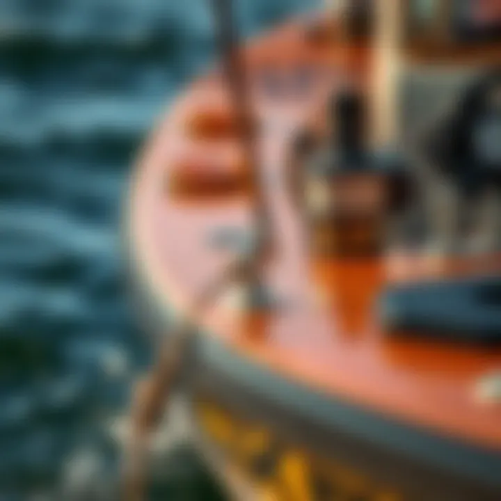 Close-up of technical features on a bait boat