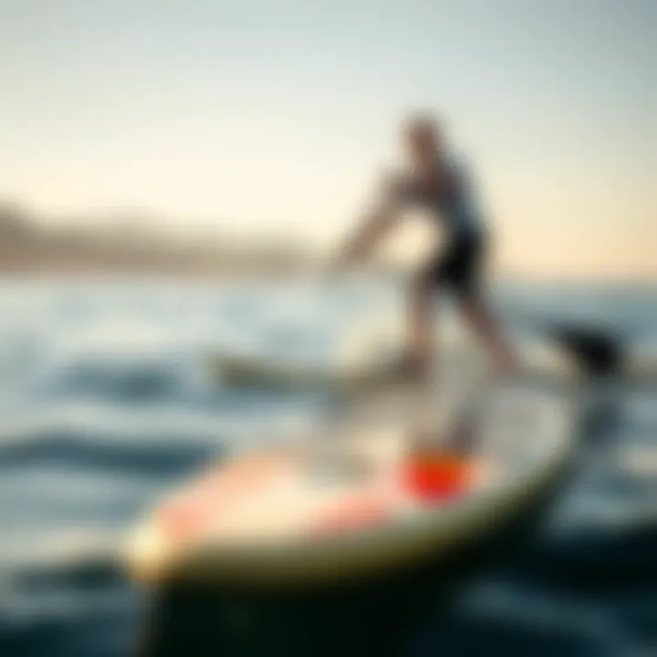 Dynamic paddling on a serene water surface