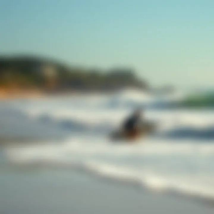 Safety in Body Surfing A scenic beach with waves, depicting the thrill of body surfing safely.