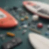 Detailed view of foam surfboard repair kit components