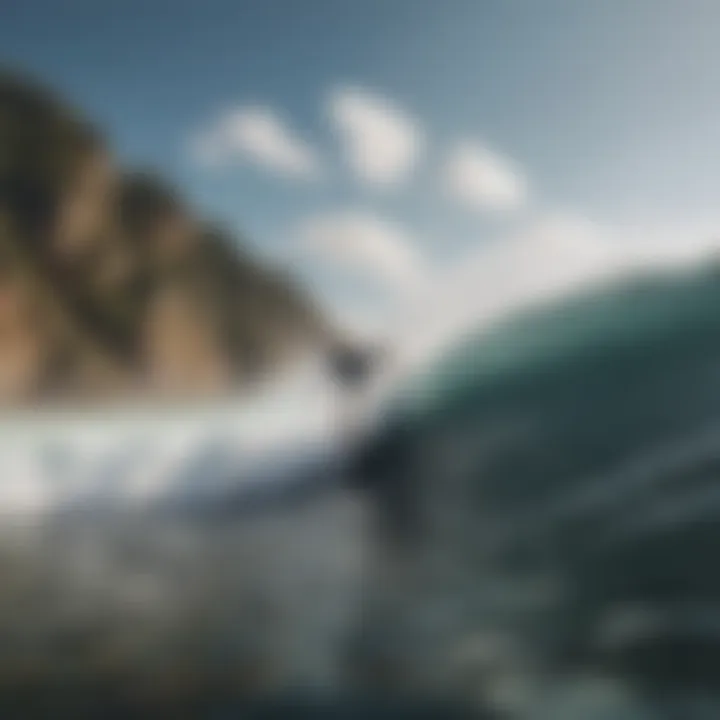 Windboarding in action on a picturesque coastline