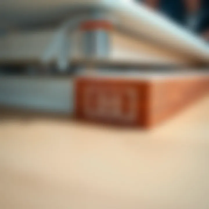 Close-up of surfboard materials like foam and resin