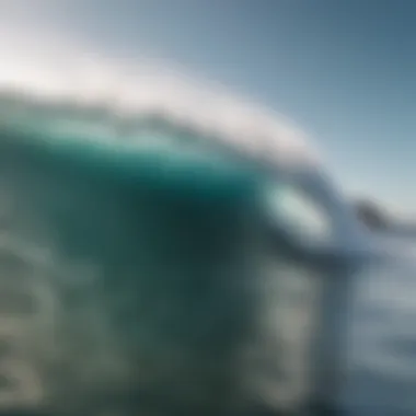 Close-up of wave formations crashing on the shore