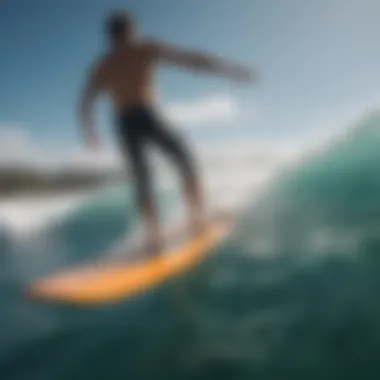 Personalized Swim Fins in Action Surfing enthusiast using personalized swim fins in the ocean