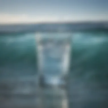 A close-up of a glass of water reflecting sunlight, symbolizing hydration.