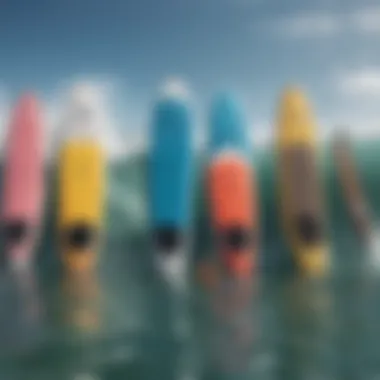 Different types of paddle boards showcased on the water