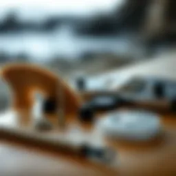 A close-up view of a surfboard ding repair kit components