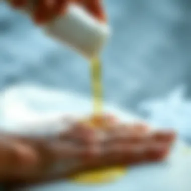 Oil Application for Wax Removal Demonstration of using oil to remove wax from skin