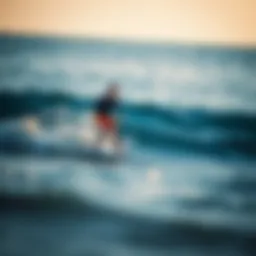 Electric foil surfing in action on calm waters