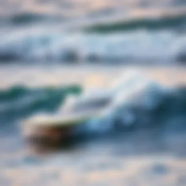 Electric surfboard gliding over waves