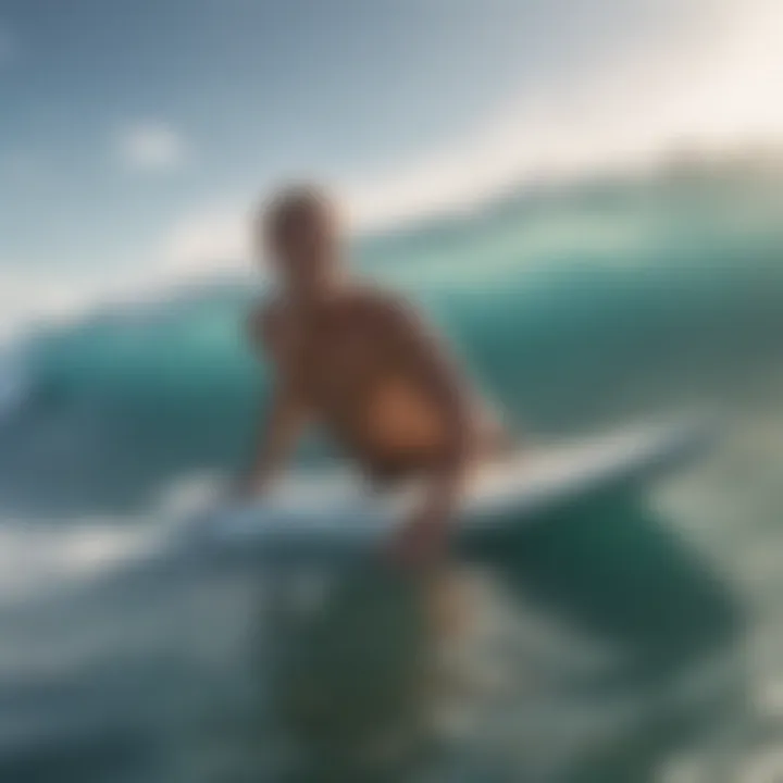 Surfer practicing breath control techniques on the beach