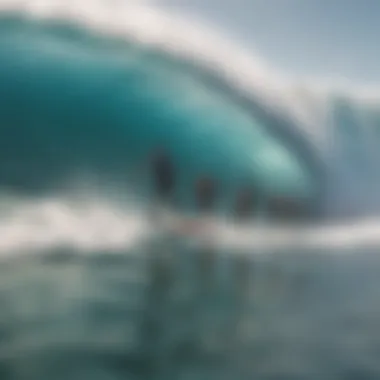 Group of surfers engaging in a lung capacity workout