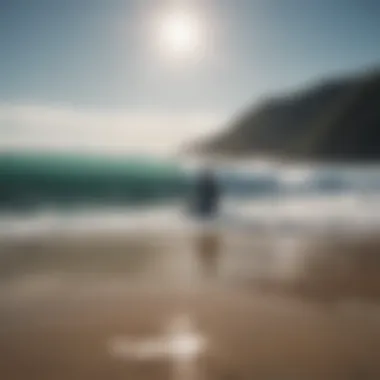 Surfer meditating on the shoreline to improve focus and breathing