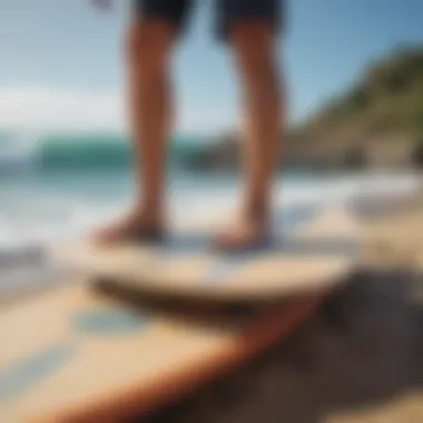 Balance Board Setup for Surf Training Close-up of balance board setup