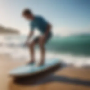 Surfer practicing on a balance board