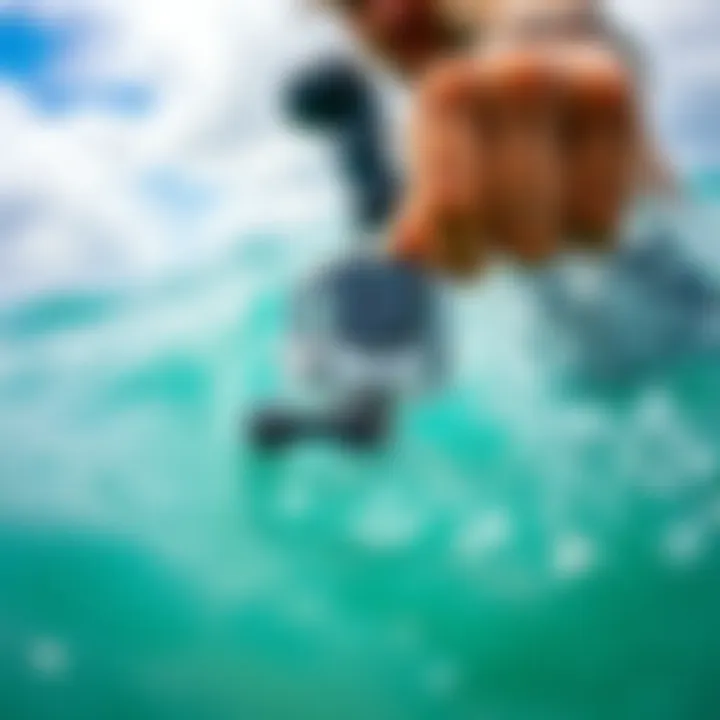 GoPro in Action with Floating Handle Person using a GoPro with floating handle in ocean