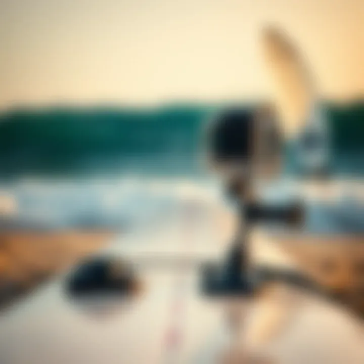 Surfing Setup with GoPro Surfboard and GoPro setup on the beach