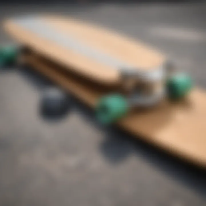 Close-up of different construction materials used in longboards