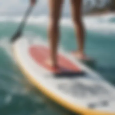 Close-up of paddle board material and design