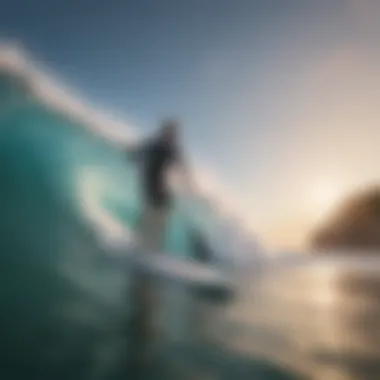 Inflatable paddle board in ocean waves