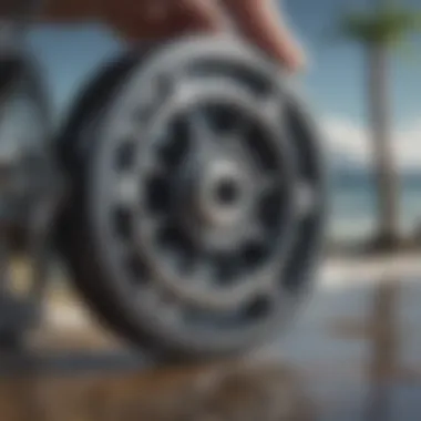 Detailed view of surf reel construction