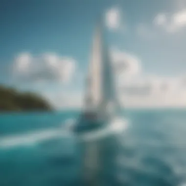 Sailing boat cruising over turquoise waters