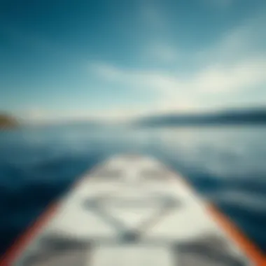 Serenity on the Water with Used Paddle Boards Used inflatable paddle board on a serene lake