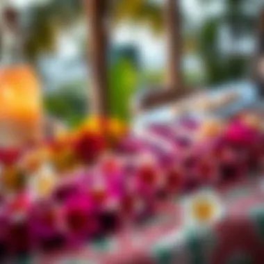 Leis for a Hawaiian Celebration A beautifully arranged table featuring leis for a Hawaiian celebration