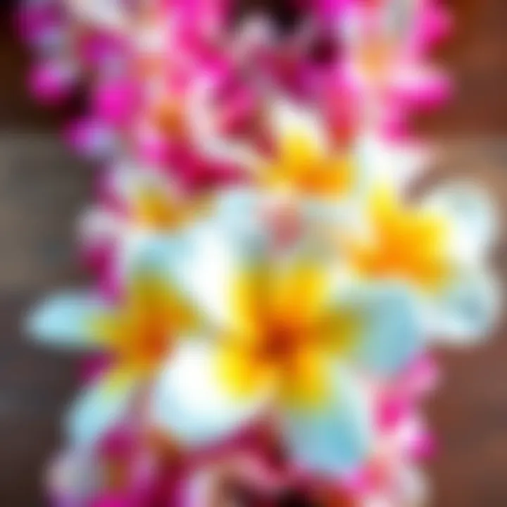 Fragrant Plumeria Lei Close-up of a lei made from fragrant plumeria flowers