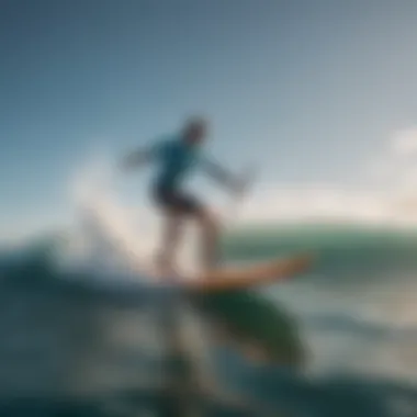 A specialized racing paddleboard gliding through waves
